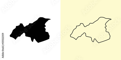Gaziantep map, Turkey, Asia. Filled and outline map designs. Vector illustration photo