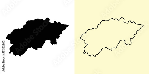 Gasa map  Bhutan  Asia. Filled and outline map designs. Vector illustration