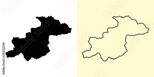 Ghor map, Afghanistan, Asia. Filled and outline map designs. Vector illustration photo
