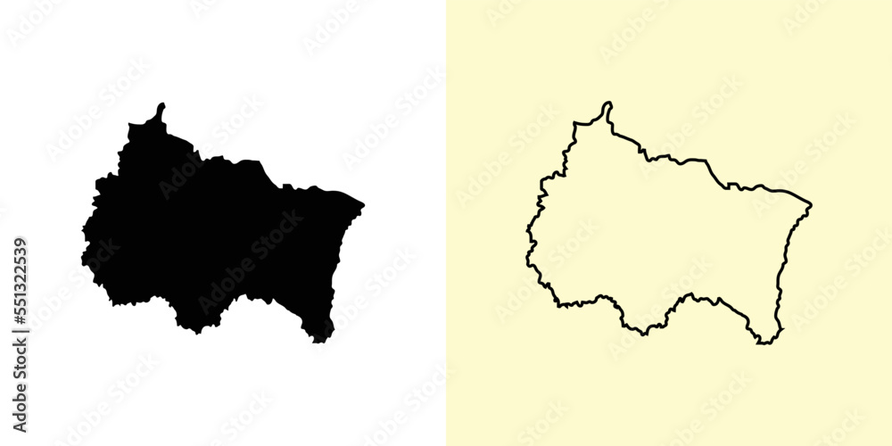 Grand Est map, France, Europe. Filled and outline map designs. Vector illustration