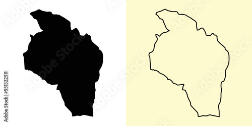 Govi-Altai map, Mongolia, Asia. Filled and outline map designs. Vector illustration