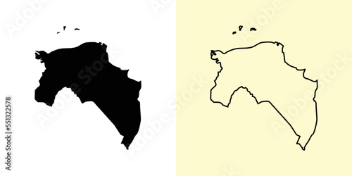 Groningen map, Netherlands, Europe. Filled and outline map designs. Vector illustration