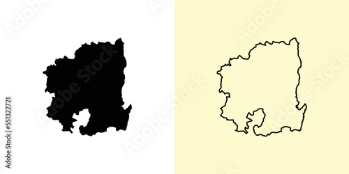 Gyeongsangbuk-do map, South Korea, Asia. Filled and outline map designs. Vector illustration