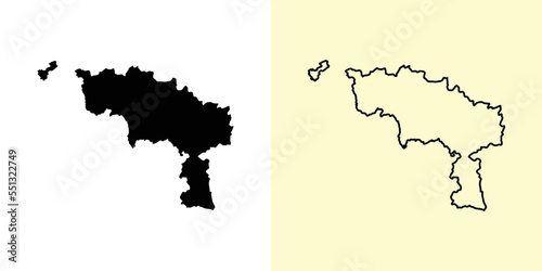 Hainaut map, Belgium, Europe. Filled and outline map designs. Vector illustration photo
