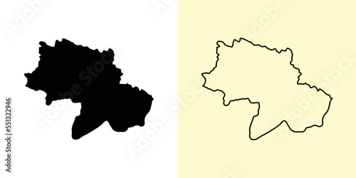 Humla map  Nepal  Asia. Filled and outline map designs. Vector illustration