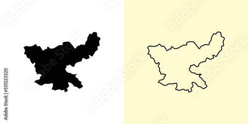 Jharkhand map, India, Asia. Filled and outline map designs. Vector illustration