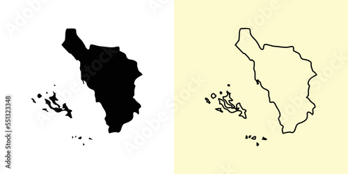 Jizan map, Saudi Arabia, Asia. Filled and outline map designs. Vector illustration photo
