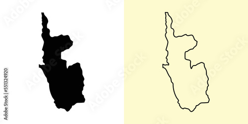 Magway map, Burma Myanmar, Asia. Filled and outline map designs. Vector illustration photo