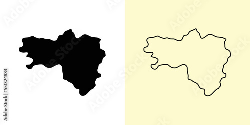Maidan Wardak map  Afghanistan  Asia. Filled and outline map designs. Vector illustration