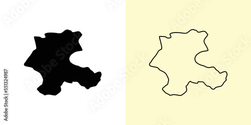 Malatya map, Turkey, Asia. Filled and outline map designs. Vector illustration