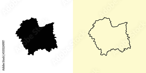 Malopolskie map, Poland, Europe. Filled and outline map designs. Vector illustration photo