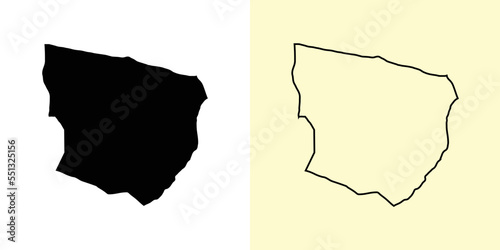 Marowijne map, Suriname, Americas. Filled and outline map designs. Vector illustration