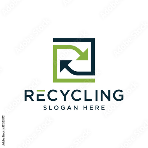 Vector graphic of recycling logo design template