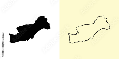 Mersin map, Turkey, Asia. Filled and outline map designs. Vector illustration photo