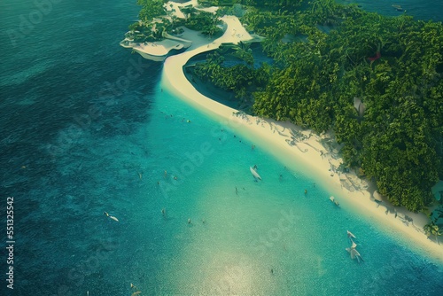 Aerial view of the Island in the middle of sea  © CREATIVE STOCK