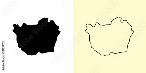 Phetchaburi map, Thailand, Asia. Filled and outline map designs. Vector illustration