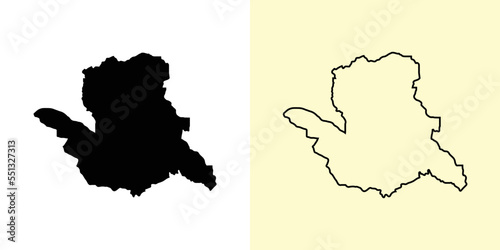 Pomurska map, Slovenia, Europe. Filled and outline map designs. Vector illustration photo