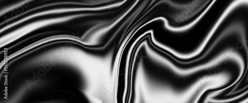Abstract flowing liquid curve line in grey silver black metallic. Glossy pattern cool background textures. Beautiful drawing with the divorces and wavy lines in gray tones. Beautiful Marbling. Marble