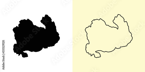 Southern Savonia map, Finland, Europe. Filled and outline map designs. Vector illustration