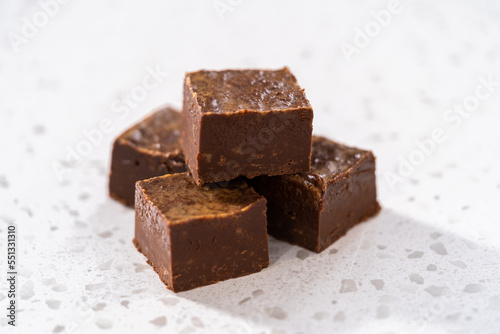 Homemade chocolate peanut butter fudge