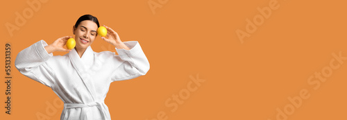 Beautiful woman in bathrobe...