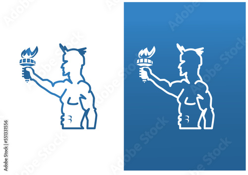 Illustration based on the Colossus of Rhodes in Greece, one of the seven wonders from the old world