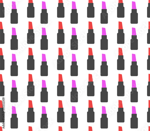 Pattern with cosmetics with lipstick. The design is suitable for paper, fabric, website.