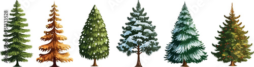 Winter fir. Forest tree, Christmas tree in the snow. Vector illustration