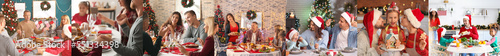Collage of happy families c...