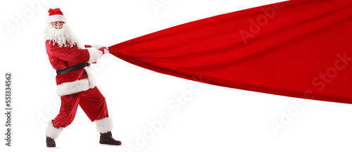 Santa Claus pulling big bag...