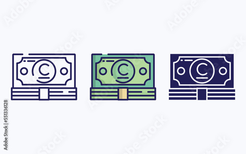 Som Currency Note, Money line and glyph icon, vector illustration