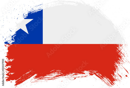 Distressed stroke brush painted flag of chile on white background