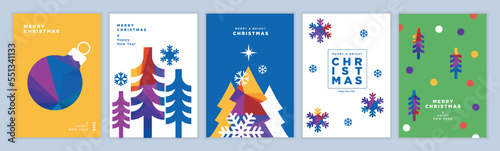 Christmas and New Year greeting cards set. Modern vector illustration concepts for greeting card, website and mobile website banner, party invitation card, posters, social media banners.