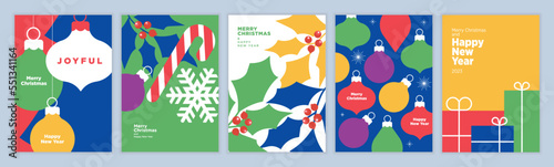 Foto Christmas and New Year greeting cards set