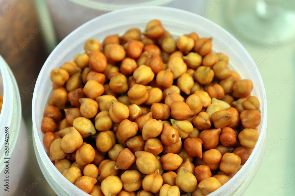Close view of Brown chana or chickpea in a Bowl Close view of Brown chana or chickpea in a Bowl
