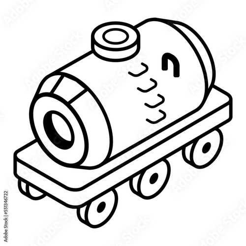 An outline isometric icon of fuel pipeline 