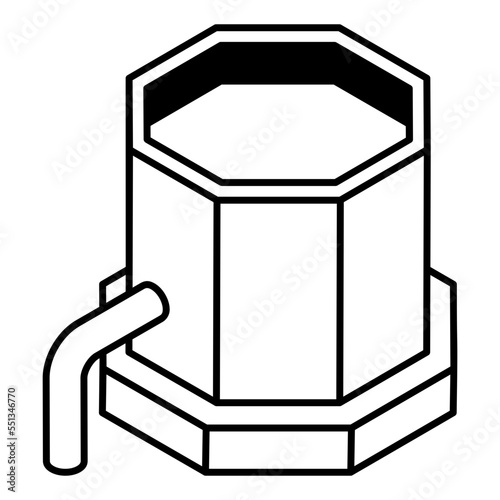 An outline isometric icon of fuel pipeline 