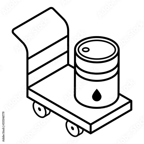 An outline isometric icon of fuel pipeline 