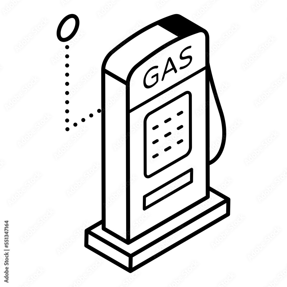 Gas pump outline isometric icon design Gas pump outline isometric icon design