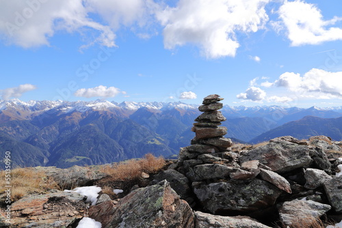 a stone pyramid on the top of the alps in tirol © maho