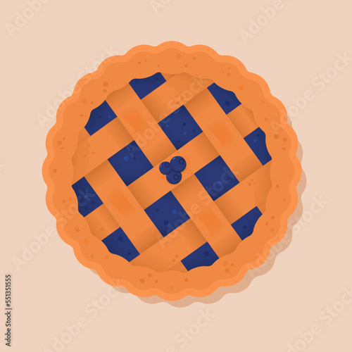 Flat illustration of a blueberry pie for the Pie Day, January 23
