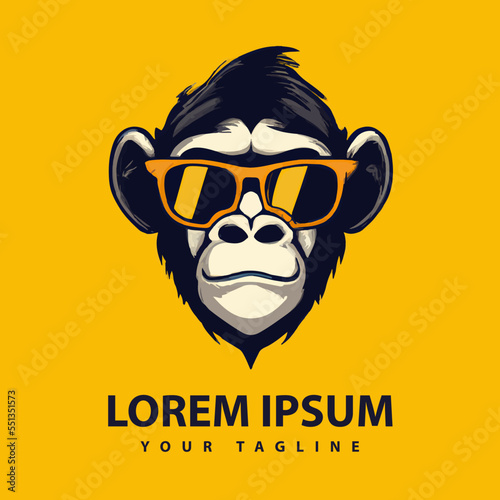 Awesome cool monkey logo design. Vector illustration.
