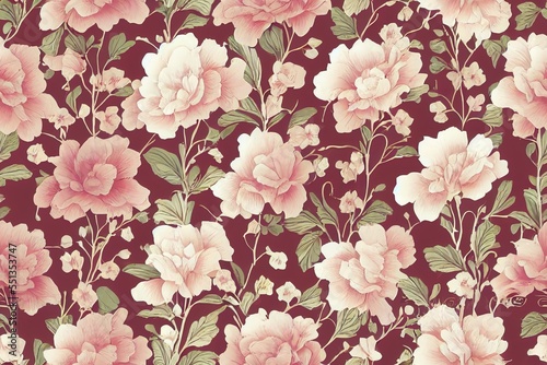 decorative floral pattern. repeat pattern for wallpaper, paper packaging, textile, curtains, duvet covers, print design, wedding invitations. Generative AI (68) © MUNUGet Ewa