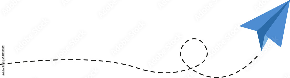Dashed line paper airplane route Dashed line paper airplane route