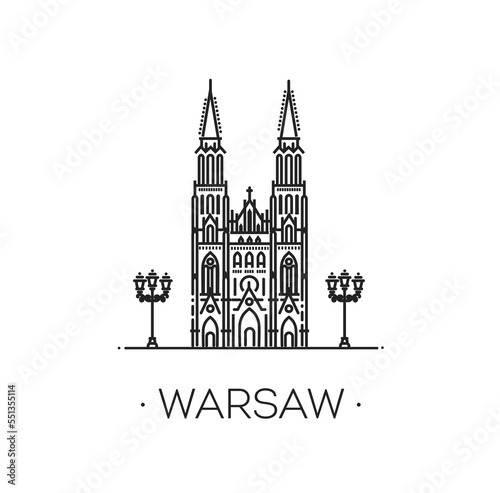 Landmark of Poland. Twin Towered Cathedral of Saint Michael the Archangel and Saint Florian the Martyr in the Praga District of Warsaw