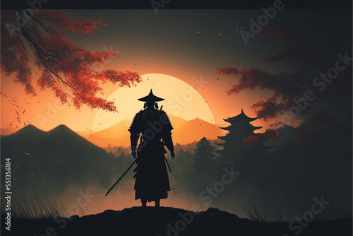 silhouette of a person samurai 