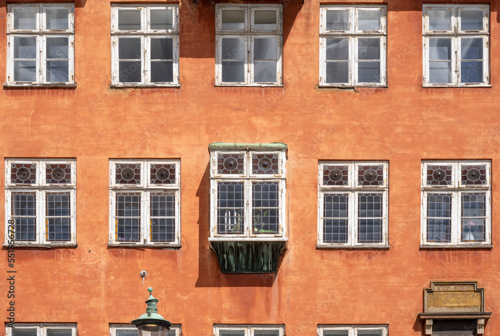 Copenhagen, Denmark - 2022: Authentic Danish Architecture buildings of Copenhagen Capital of Denmark.