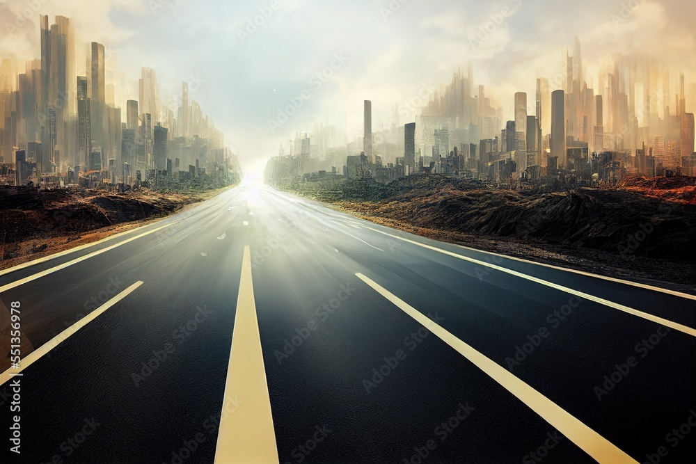Fototapeta premium view of lihten road, way to happiness