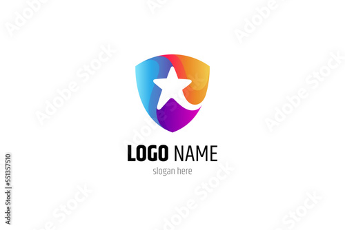 Star shield logo with colorful gradient design style