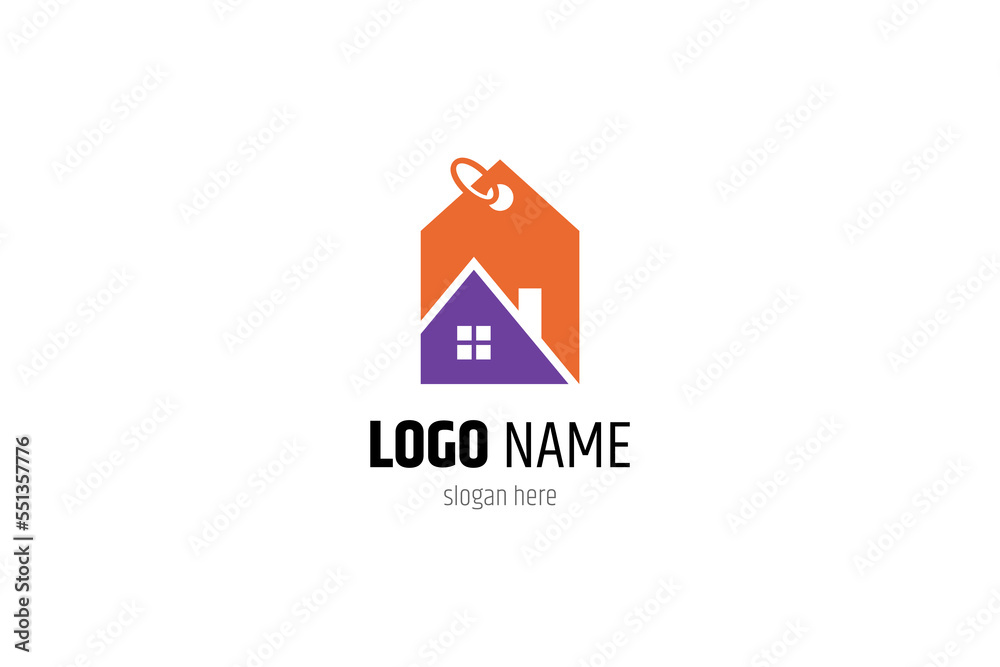 Home label logo in purple and orange in data design style Home label logo in purple and orange in data design style
